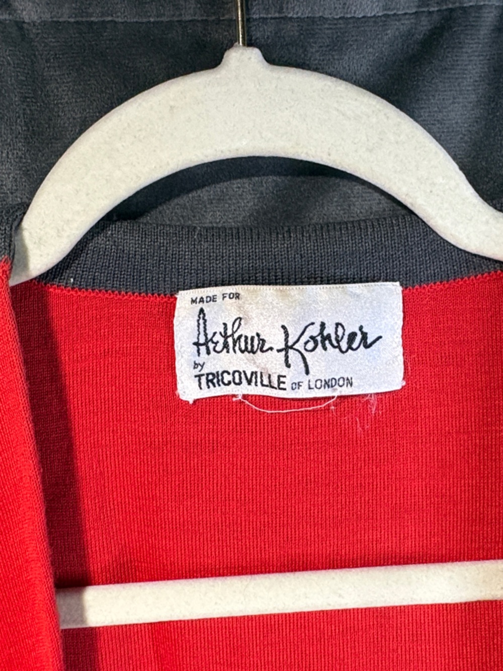 Vintage red and gray wool blend cardigan, L - Picture 2 of 4